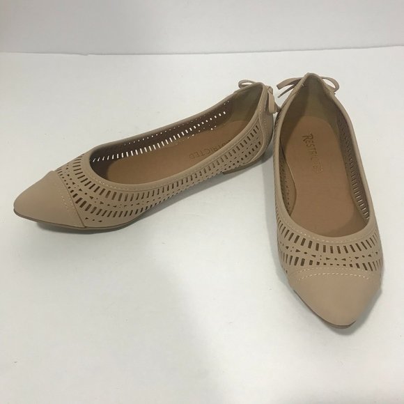 Restricted Lasercut Flats Bow Accent Tan Suede - Picture 3 of 7